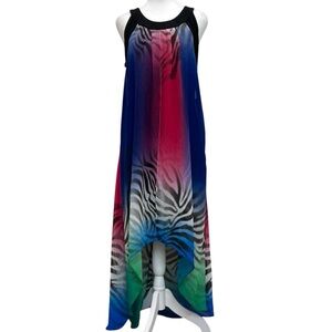 Frank Lyman Design Vintage Colorful Zebra Print Sleeveless Maxi Dress